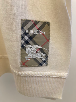 Burberry Kids Cream Zipped Cape with Logo Patch Detail Size M RRP £500