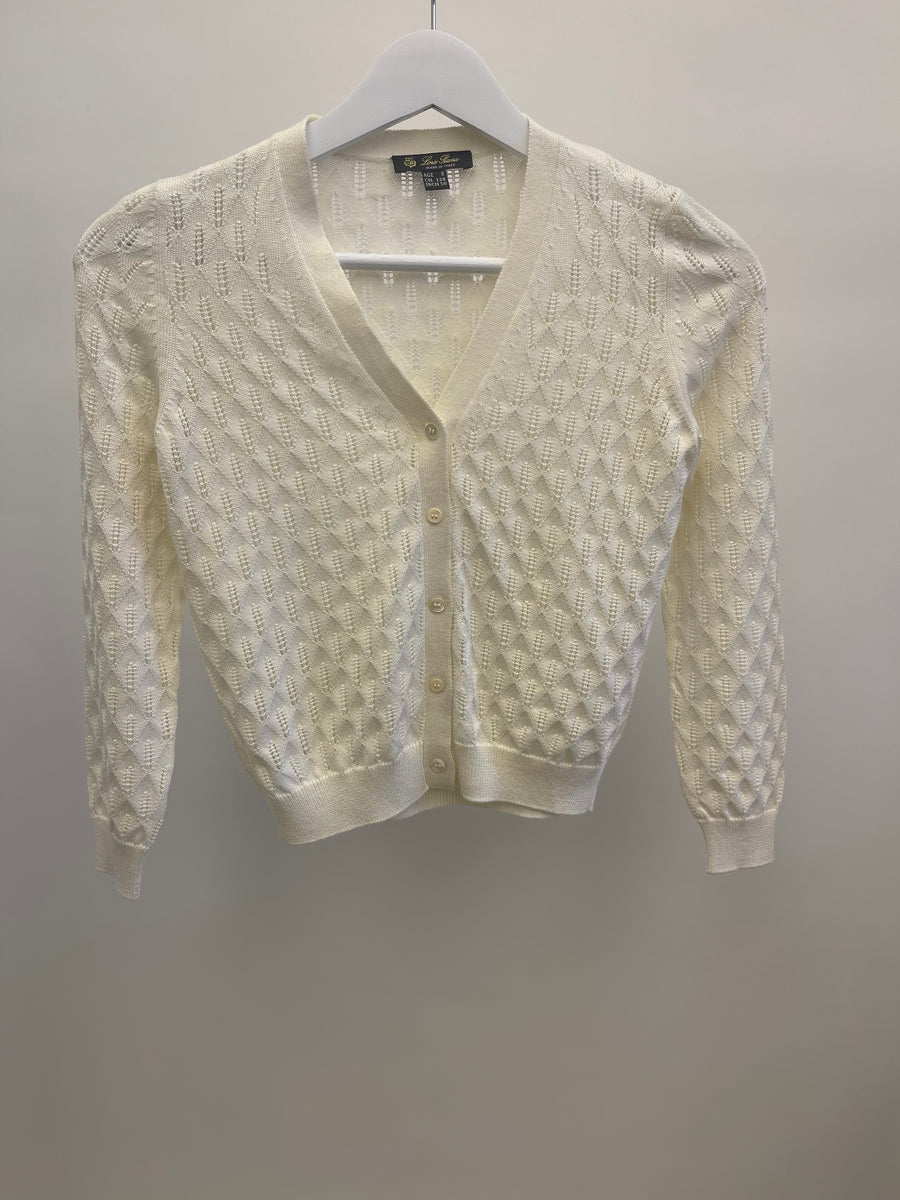Loro Piana Kids Cream Knit Button Down Cardigan Size 8 years RRP £515