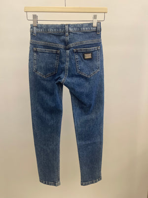 Dolce & Gabbana Kids Blue Denim Jeans with Silver Logo Plate Size 10 years RRP £265
