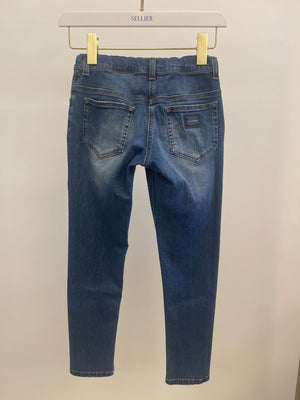 Dolce & Gabbana Kids Blue Denim Jeans with Black Logo Plate Size 10 years RRP £265