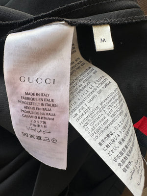 Gucci Black Sleeveless Ruffled Mini Dress with Red and Navy Tassel Detail Size M (UK 10)