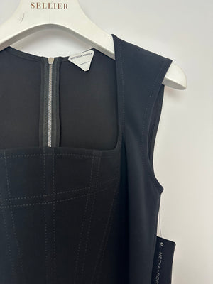Bottega Veneta Black Sleeveless Mini Dress with Front Corset Detail Size IT 40 (UK 8)