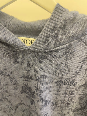 Christian Dior Kids Blue Floral Hooded Jumper with Logo Size 10 years RRP £690