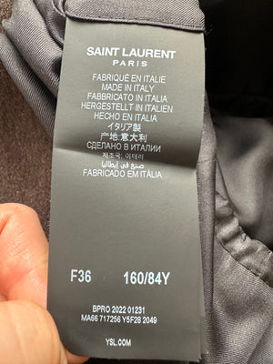 Saint Laurent Brown Cashmere Double Breasted Coat with Padded Shoulder Details Size FR 36 (UK 8)