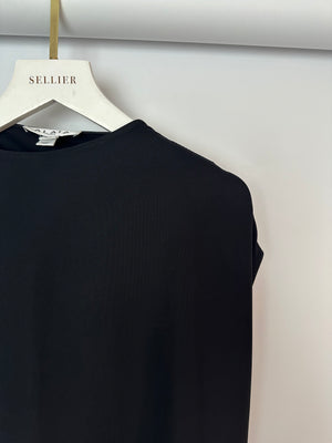Alaïa Black Batwing One-Sleeve Midi Dress with Pocket Detail Size FR 38 (UK 10)