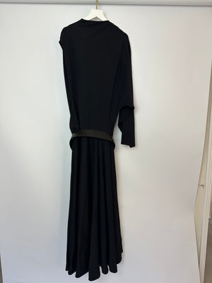 Alaïa Black Batwing One-Sleeve Midi Dress with Pocket Detail Size FR 38 (UK 10)