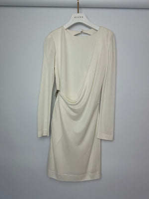 Tom Ford Cream Long Sleeve Backless Midi Dress with Zip Detail Size IT 40 (UK 8)