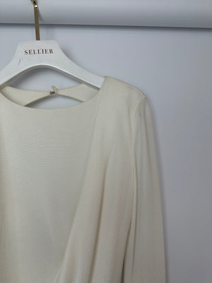 Tom Ford Cream Long Sleeve Backless Midi Dress with Zip Detail Size IT 40 (UK 8)