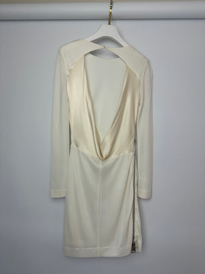 Tom Ford Cream Long Sleeve Backless Midi Dress with Zip Detail Size IT 40 (UK 8)