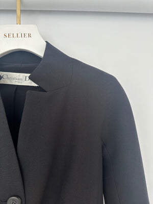 Christian Dior Black Button Down Jacket with Ruched Pocket Detail Size FR 36 (UK 8)
