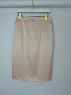 Christian Dior Pink Long Sleeve Top with Bow Detail and Matching Skirt Size FR 40 (UK 12)