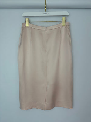 Christian Dior Pink Long Sleeve Top with Bow Detail and Matching Skirt Size FR 40 (UK 12)