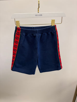 Gucci Kids Blue Shorts with Red Logo Band Details Size 6 years RRP £300