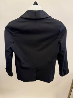 Elie Saab Kids and Multibrand Black Satin Jacket, Trousers, Waistband and Bow Tie Tuxedo Set Size 10 years