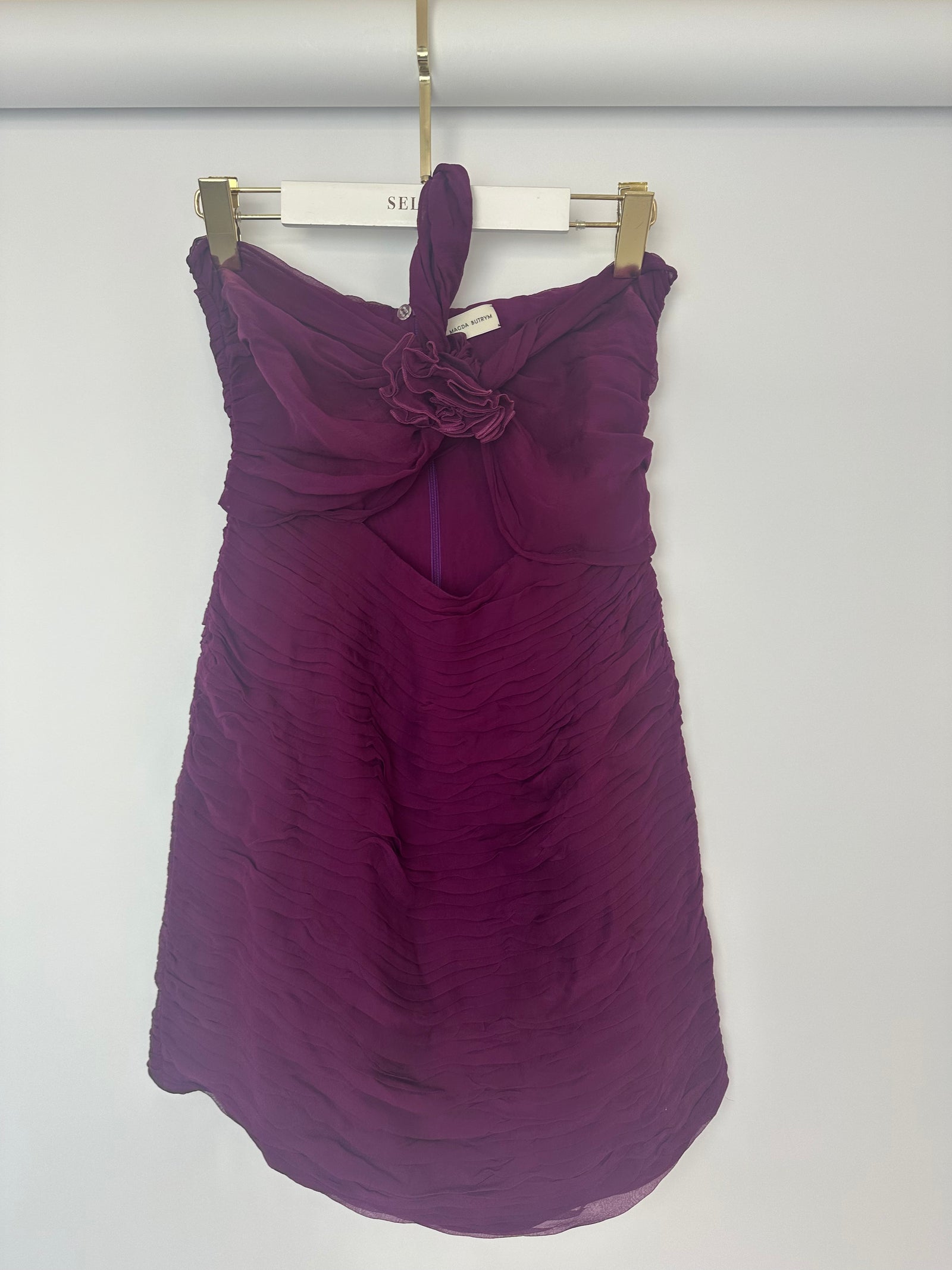 magda butrym purple dress MAGDA BUTRYM Matera crystal embellished purple floral wrap skirt dress FR34 XS