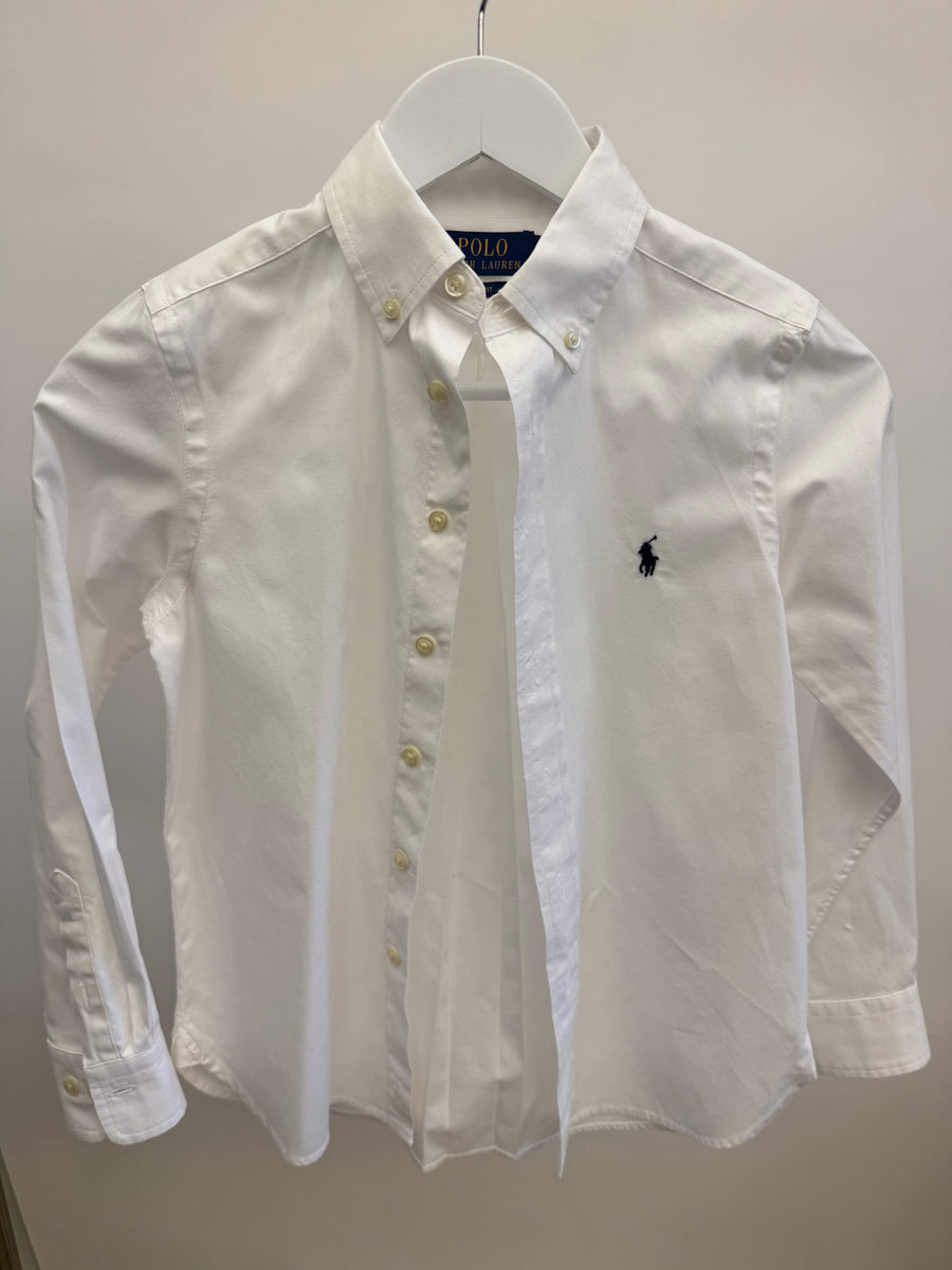 Polo Ralph Lauren Kids White Cotton Shirt with Logo Detail Size 10 years&nbsp;