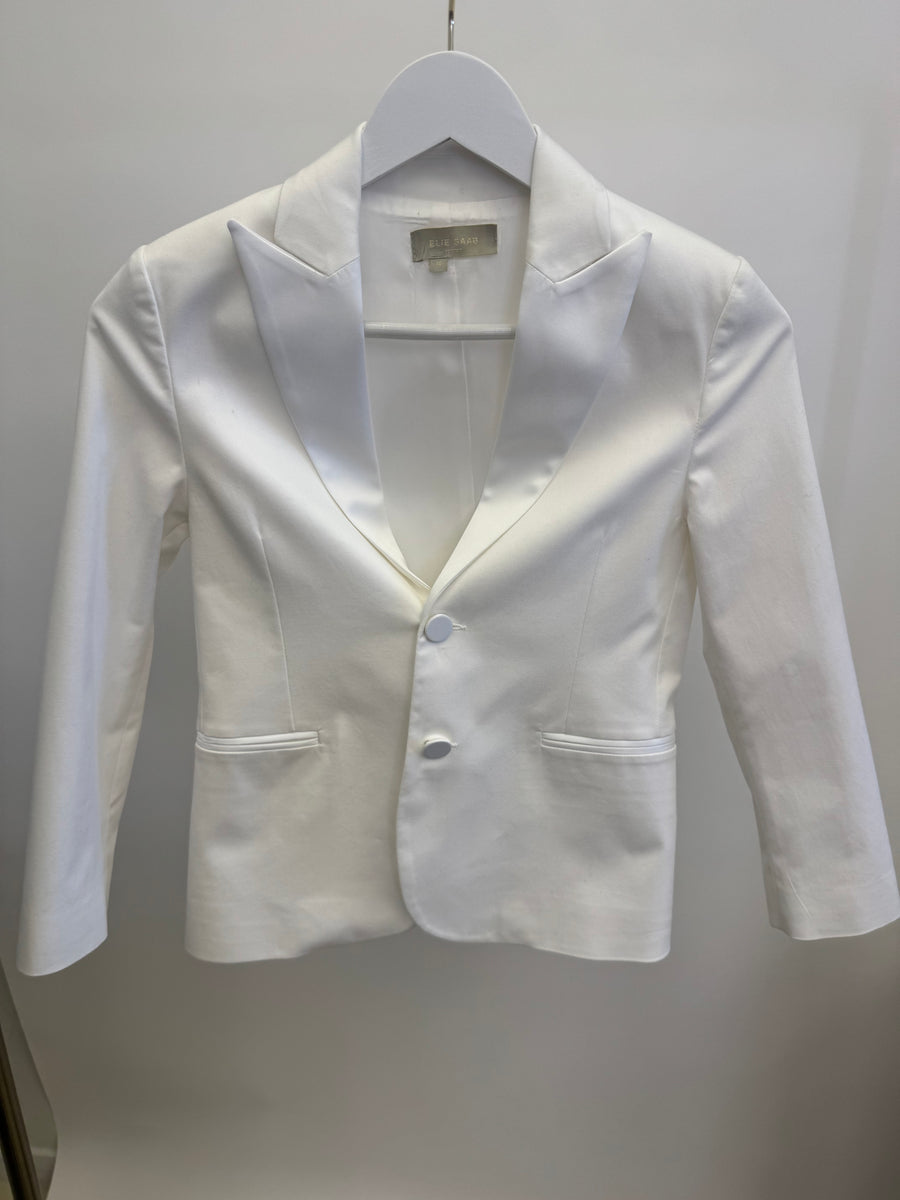 Elie Saab Kids White Jacket and Trousers Suit Set Size 10 years