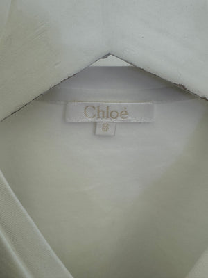 Chloé Kids White Long-Sleeve T-Shirt with Embroidered Logo Size 8 years&nbsp;