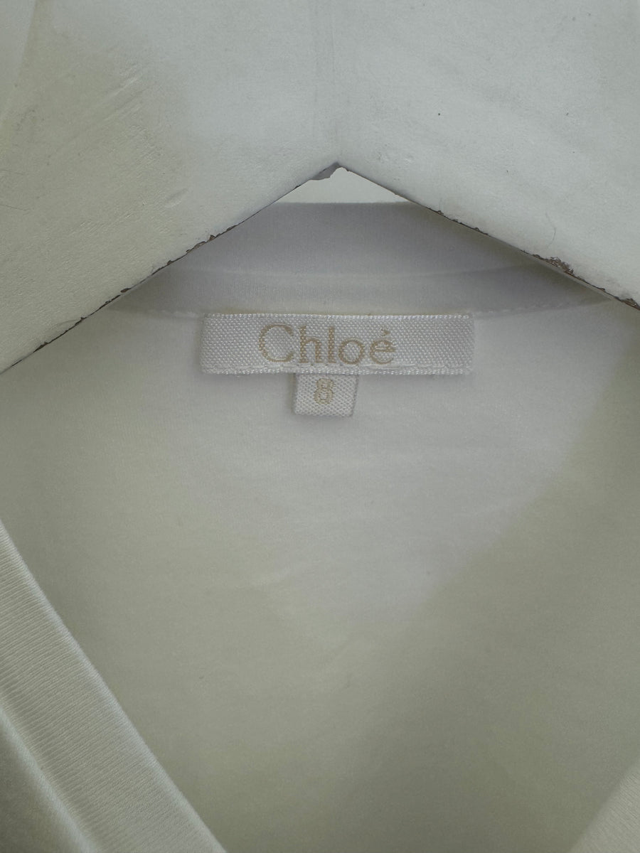 Chloé Kids White Long-Sleeve T-Shirt with Embroidered Logo Size 8 years&nbsp;