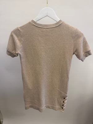 Chloé Kids Beige Short-Sleeve Dress with Logo and Buckle Details Size 10 years