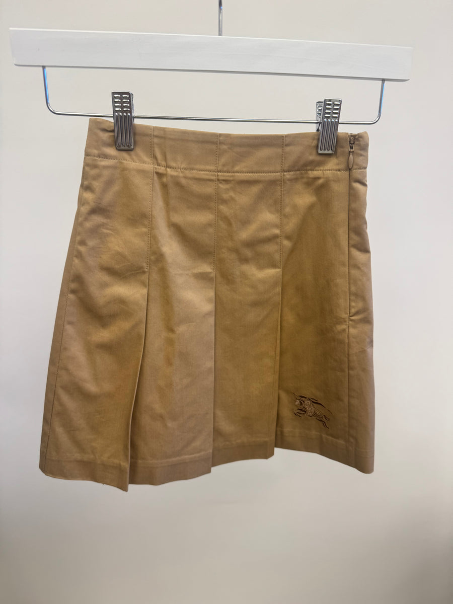 Burberry Kids Beige Pleated Skirt with Logo Detail Size 8 years