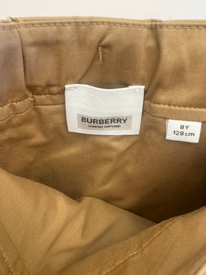Burberry Kids Beige Pleated Skirt with Logo Detail Size 8 years