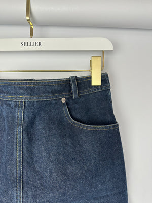 Chanel 96/P Navy Denim Mini Skirt with Patch Pocket Details Size FR 40 (UK 12)