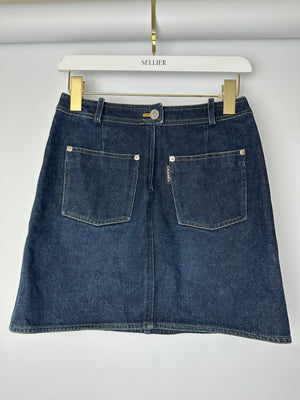 Chanel 96/P Navy Denim Mini Skirt with Patch Pocket Details Size FR 40 (UK 12)