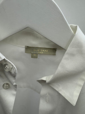Elie Saab Kids White Cotton Shirt with Embroidered Logo Detail Size 10 years