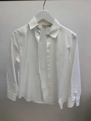 Elie Saab Kids White Cotton Shirt with Embroidered Logo Detail Size 10 years