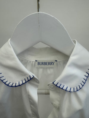 Burberry Kids White Shirt with Blue Stitched Collar Detail Size 8 years RRP £200