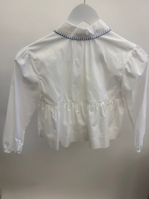 Burberry Kids White Shirt with Blue Stitched Collar Detail Size 8 years RRP £200