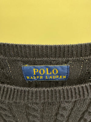 Polo Ralph Lauren Kids Navy Knit Long-Sleeve Dress with Pink Logo Size 8-10 years