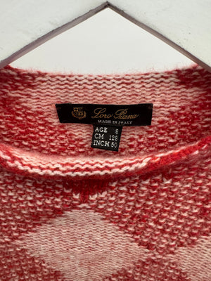 Loro Piana Kids Red Knit Checked Long-Sleeve Dress with Pockets Size 8 years RRP £800