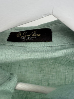 Loro Piana Kids Pastel Green Linen Short-Sleeve Shirt with Back Tie Detail Size 8 years RRP £380