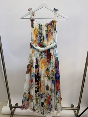 Dolce & Gabbana Kids Multicolour Silk Chiffon Floral Maxi Dress Size 10 years RRP £2,100