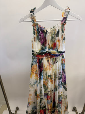 Dolce & Gabbana Kids Multicolour Silk Chiffon Floral Maxi Dress Size 10 years RRP £2,100