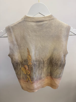 Gucci Kids Beige Wool Sleeveless Jumper with Fairy Prints Size 8 years RRP £450