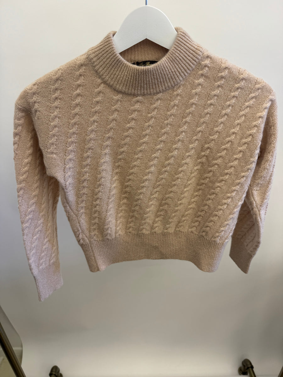 Loro Piana Kids Beige and Metallic Gold Cableknit Jumper Size 8 years RRP £650