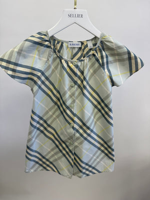 Burberry Kids Green Checked Shirt Top and Skirt Set Size 10 years
