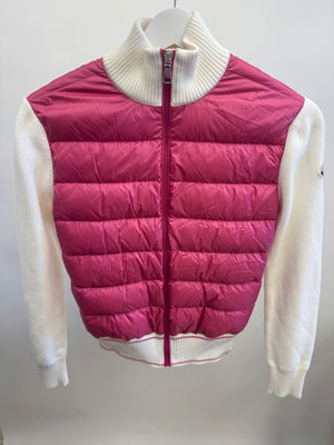 Moncler Kids White Knit and Pink Puffer Jacket Size 14 years RRP £415