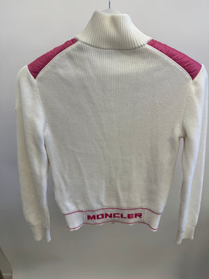 Moncler Kids White Knit and Pink Puffer Jacket Size 14 years RRP £415