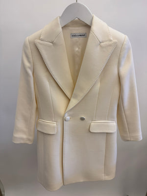 Dolce & Gabbana Kids Ivory Cady Double-Breasted Coat Size 8 years RRP £1,100