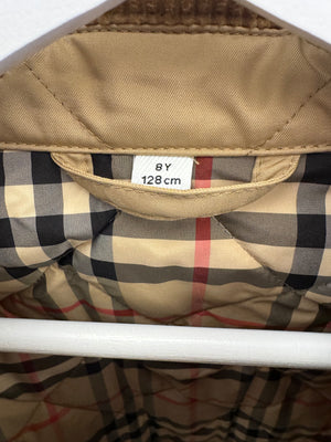 Burberry Kids Beige Matelasse Barn Jacket with Velours Cotele Collar Size 8 years RRP £420&nbsp;