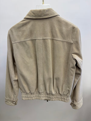 Brunello Cucinelli Kids Beige Suede Leather Jacket with Zip Size 10 years RRP £1,510