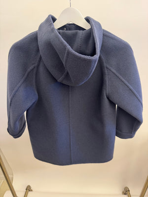 Brunello Cucinelli Kids Navy Cashmere Coat with Hood and Pocket Details Size 8 years RRP £1,500&nbsp;
