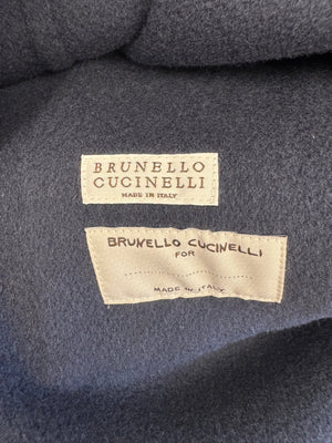 Brunello Cucinelli Kids Navy Cashmere Coat with Hood and Pocket Details Size 8 years RRP £1,500&nbsp;