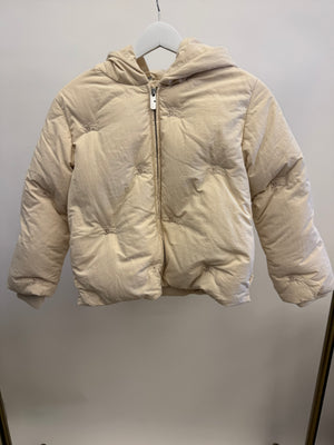 Burberry Kids Cream Puffer Jacket with Embroidered Logos and Belt Size 8 years RRP £650