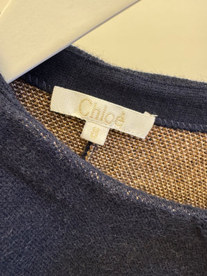 Chloé Kids Navy, Brown and Beige Cape with Logo Detail Size 8 years