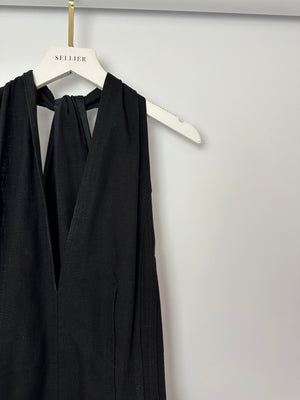 Bottega Veneta Black Sleeveless Cotton Midi Dress with Twist Back and Pocket Detail Size IT 40 (UK 8)